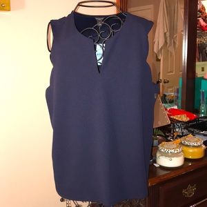 Navy Scalloped Blouse